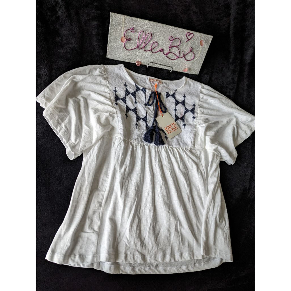NWT Knox Rose White Ruffe Top XS